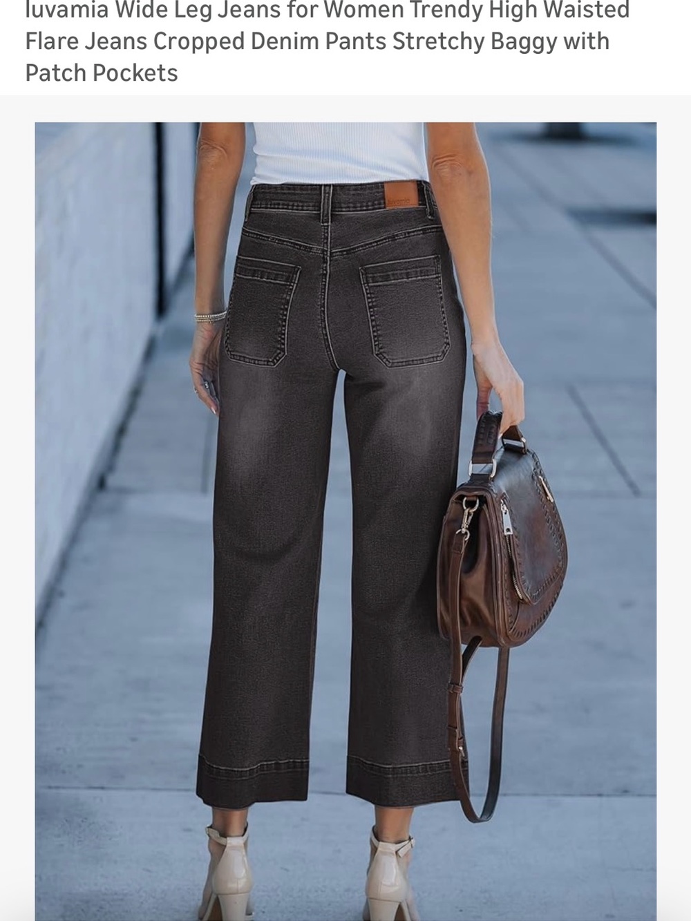 Wide Leg Flare Jeans for Women - Black